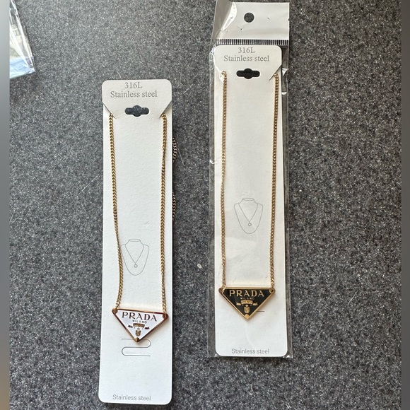 Prada Jewelry - Two Prada white and Black Stainless Steel Necklaces